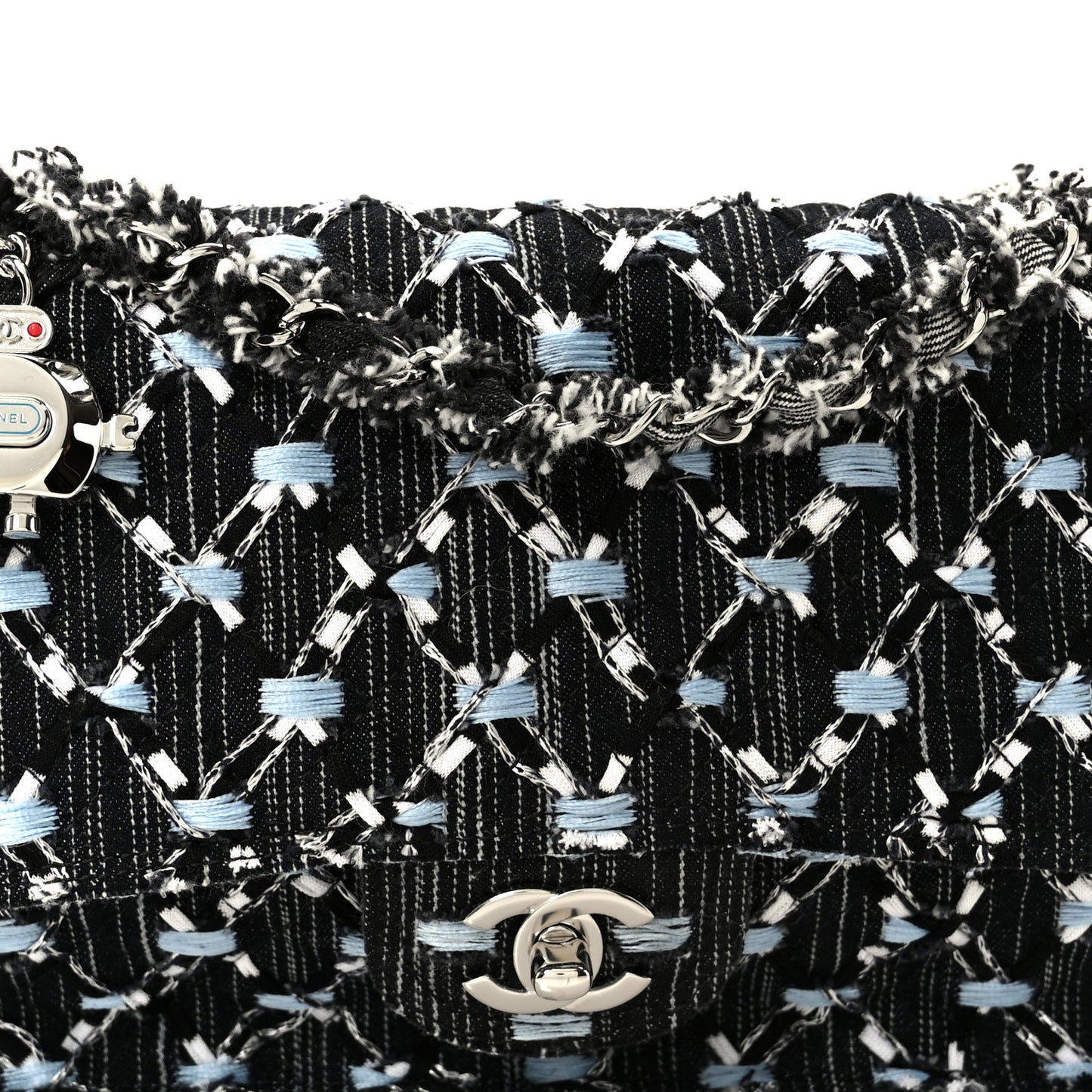 Denim Woven Medium Flap Light Blue