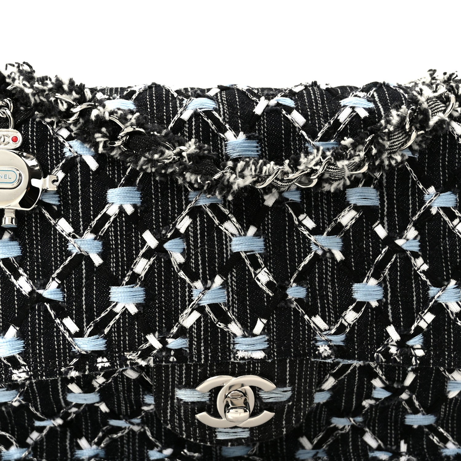 Chanel Denim Woven Medium Flap Light Blue 9 of 11