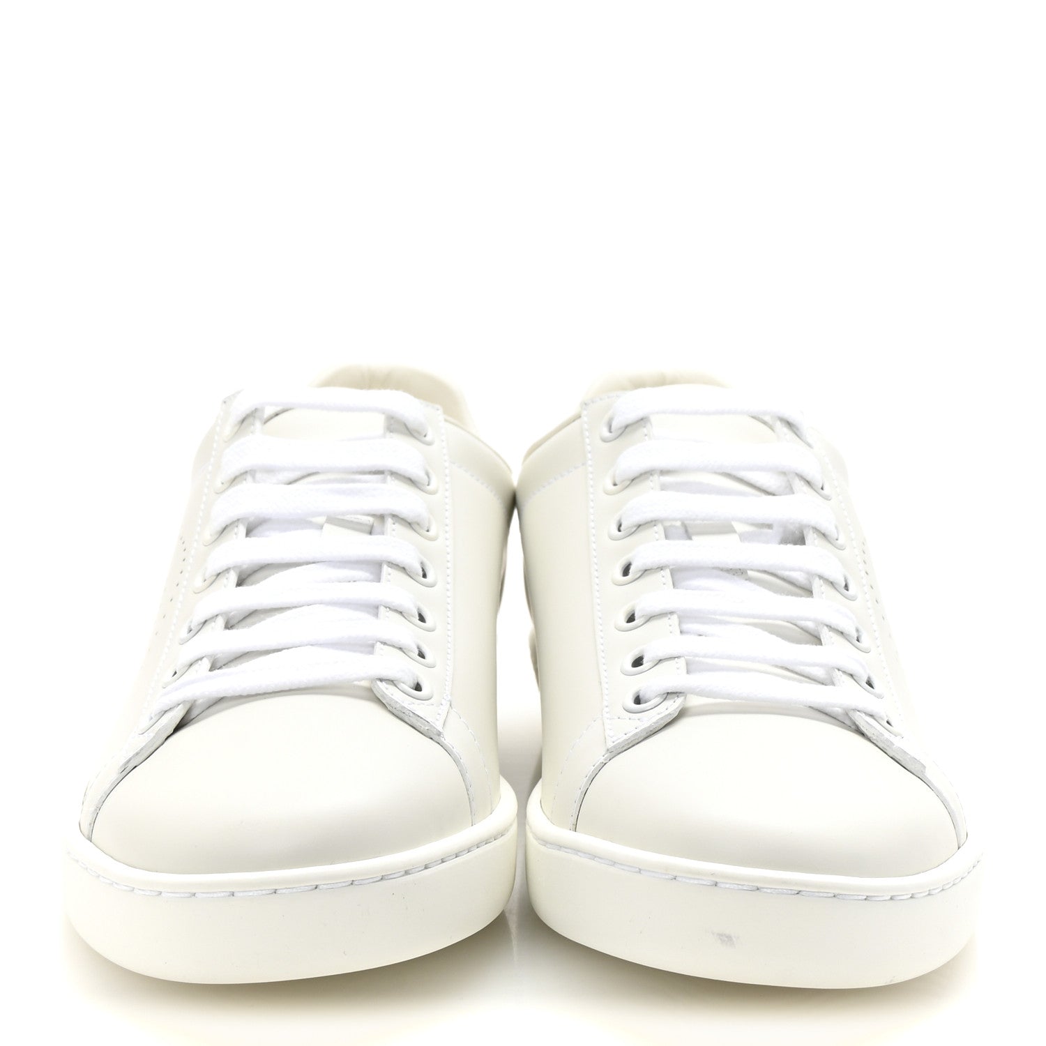 Gucci Calfskin Interlocking G Perforated Womens Ace Sneakers 37 White Grey Sky 3 of 10