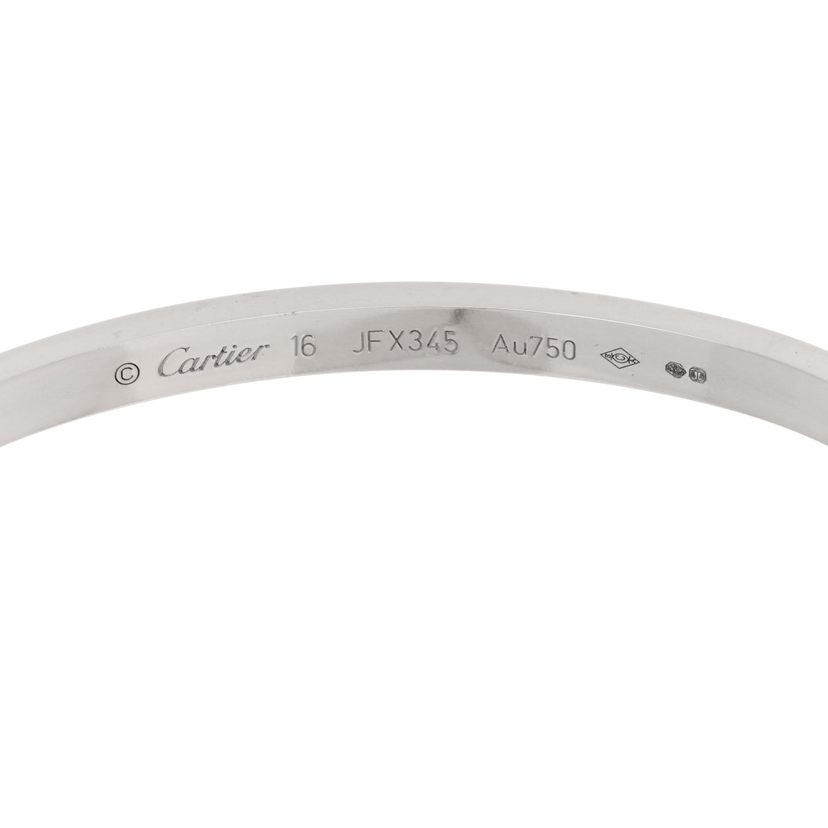 18K White Gold Small LOVE Bracelet 16