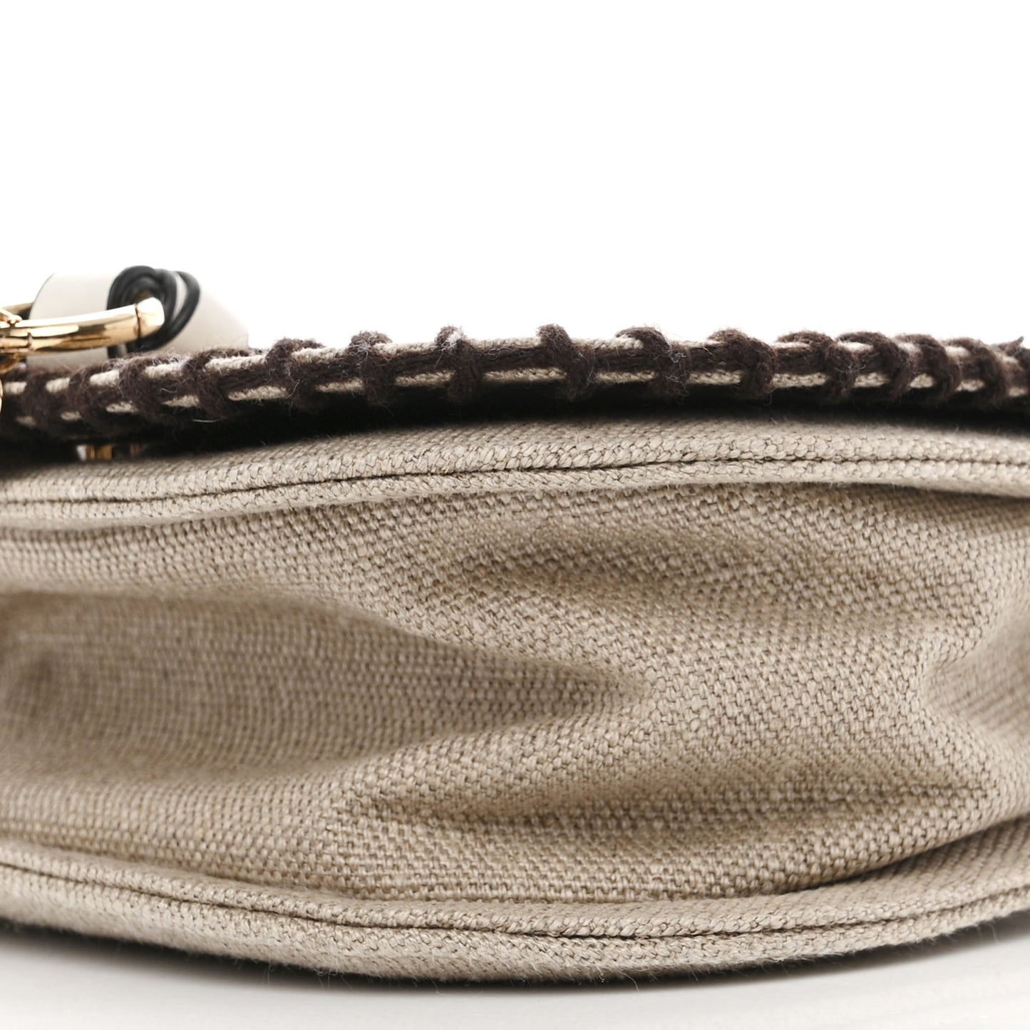 Canvas Calfskin Mini Alphabet Saddle Bag Sand