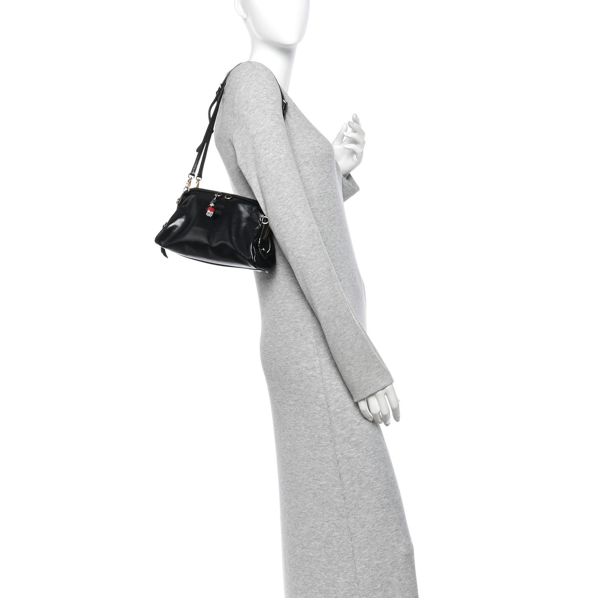 Miu Miu Softy Shine Calfskin Caprice Clutch Black 2 of 9