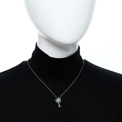 Roberto Coin 18K White Gold Diamond Tsavorite Tiny Treasures Palm Tree Pendant Necklace 2 of 6