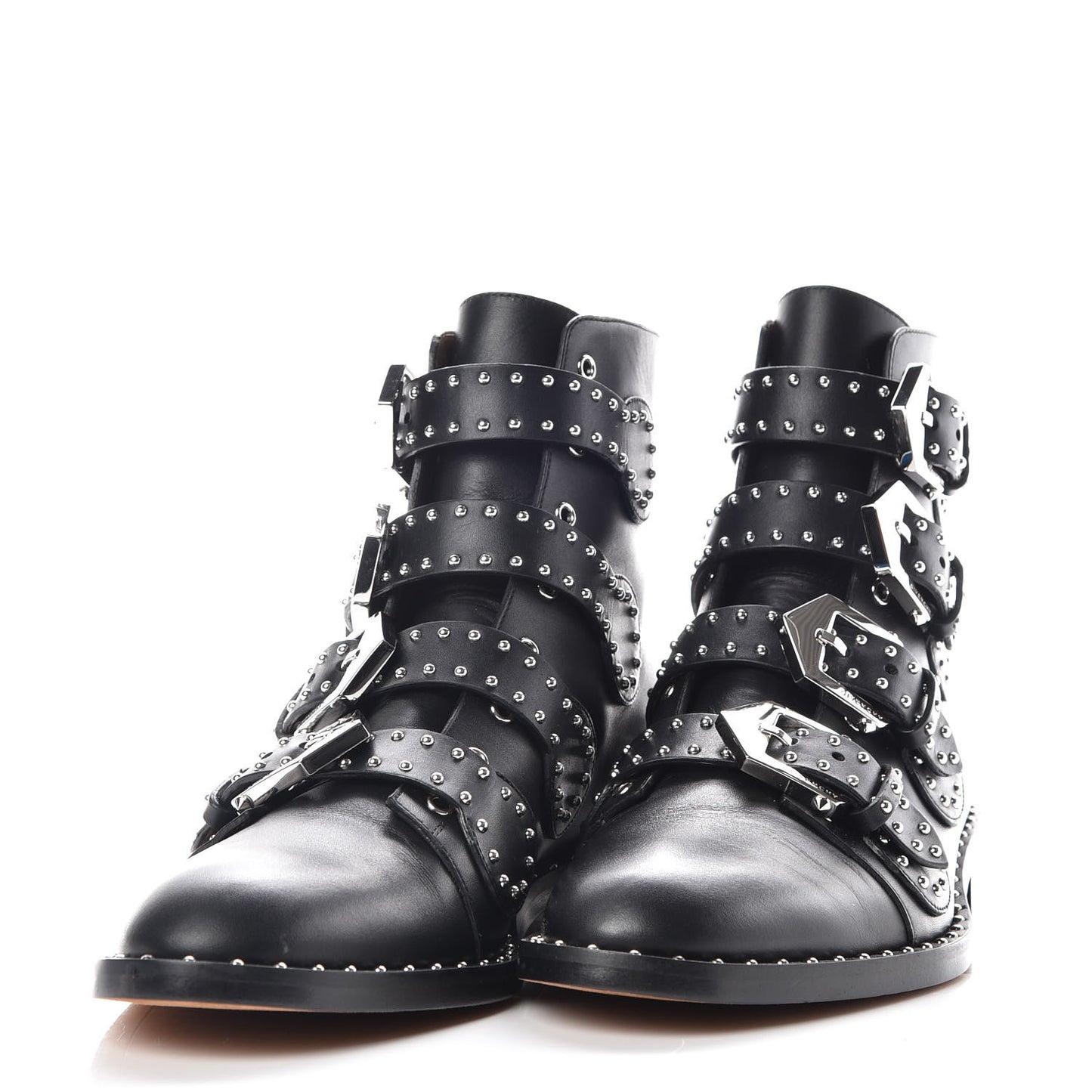 Calfskin Studded Prue Buckle Bootie 36.5 Black