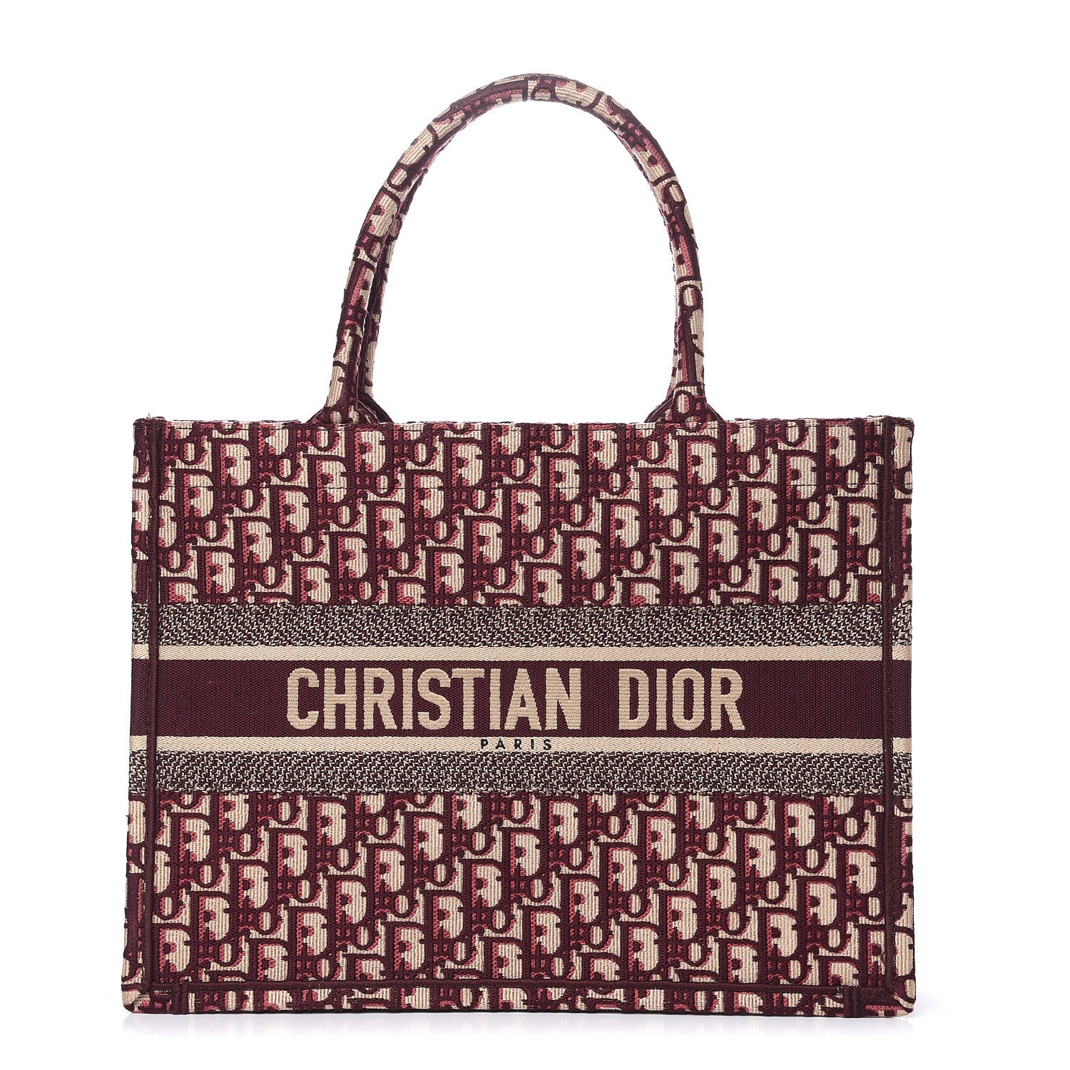 Christian Dior Oblique Medium Book Tote Burgundy Multicolor 1 of 15