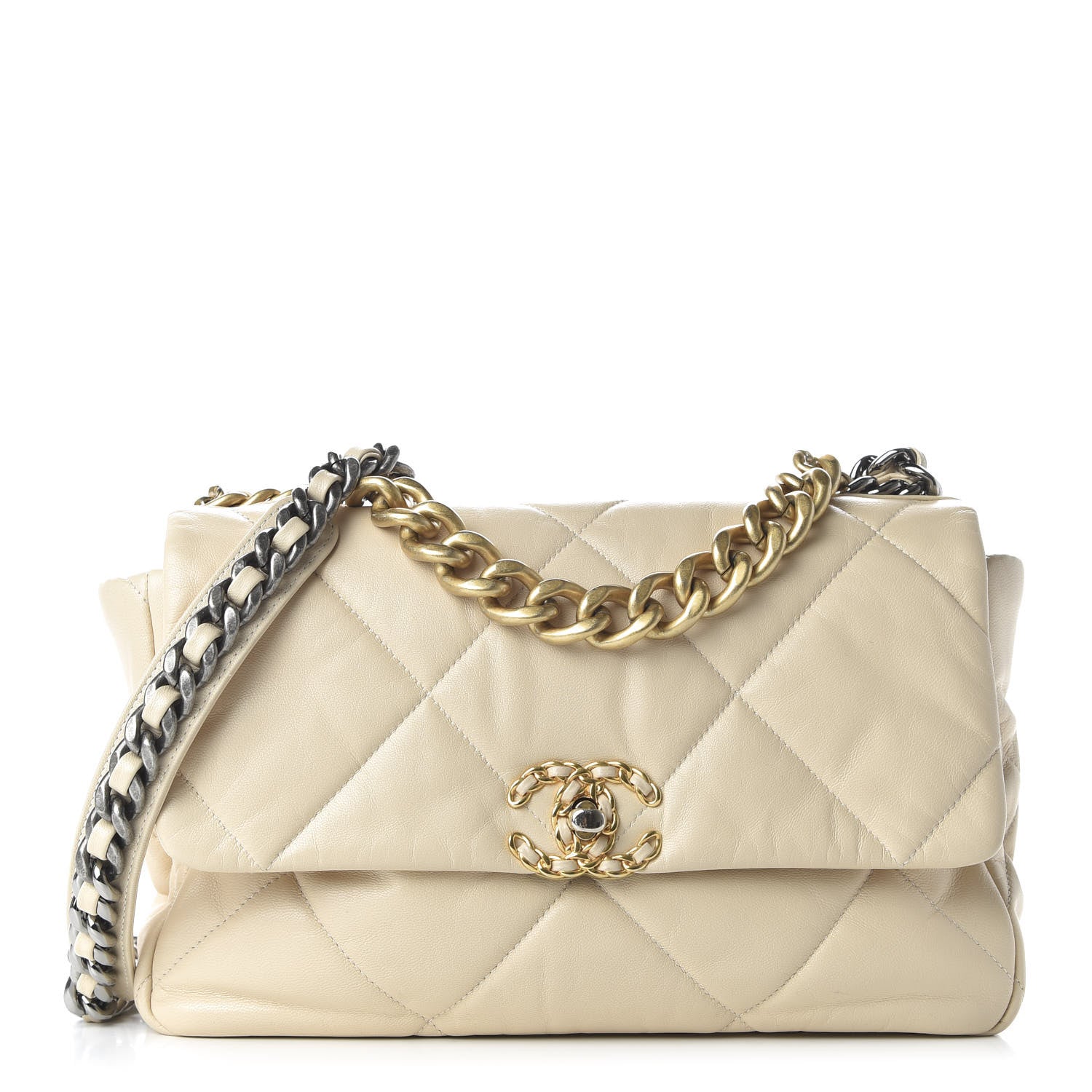 Chanel Goatskin Quilted Large 19 Flap Beige 1 of 9