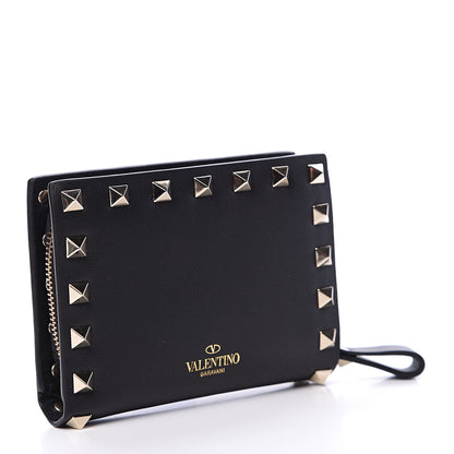 Valentino Garavani Calfskin Rockstud Compact Bi-Fold Wallet Black 2 of 9