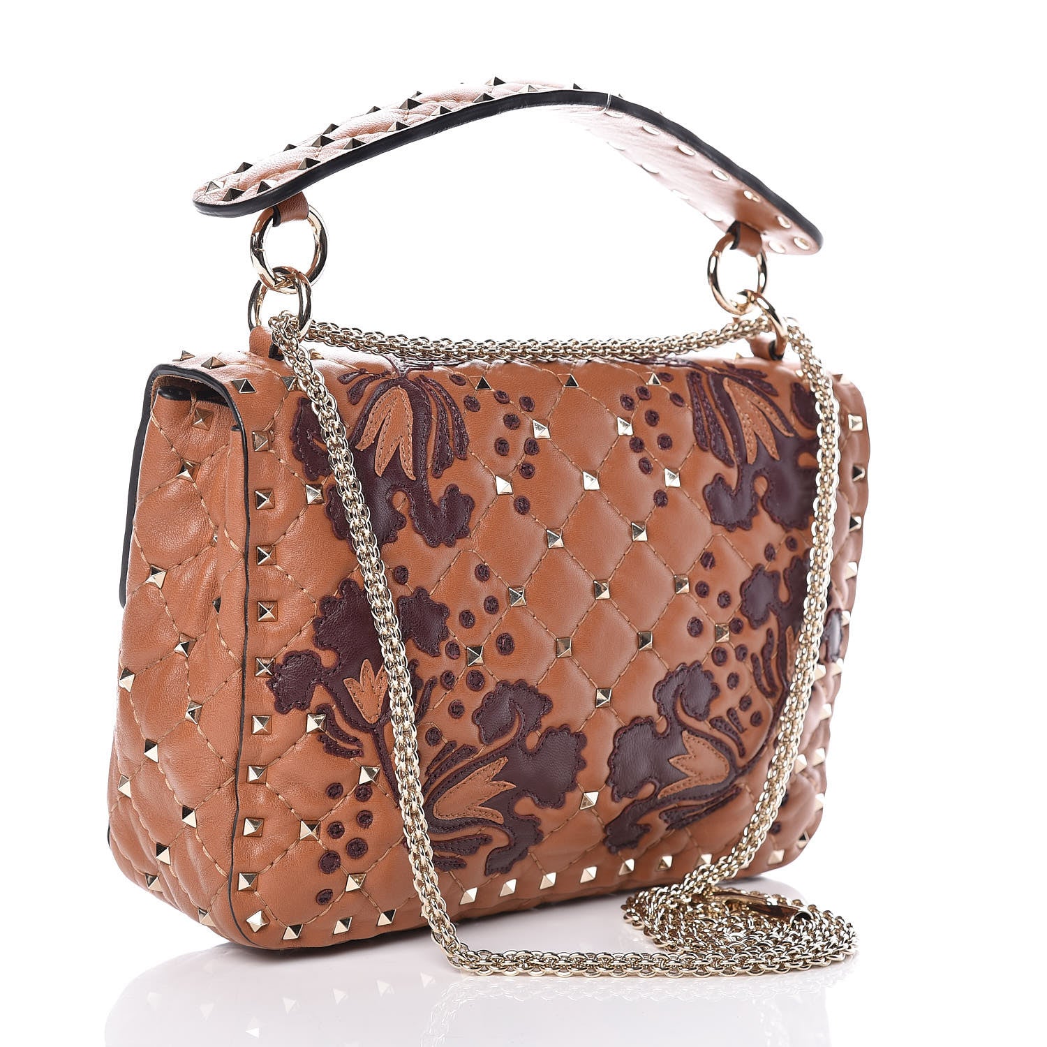 Valentino Garavani Nappa Flower Intarsia Medium Rockstud Spike Shoulder Bag Multicolor 3 of 10
