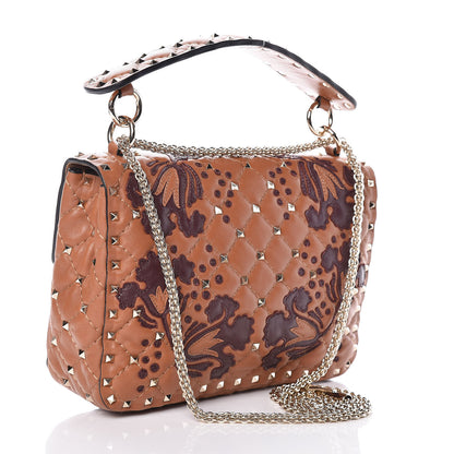 Valentino Garavani Nappa Flower Intarsia Medium Rockstud Spike Shoulder Bag Multicolor 3 of 10