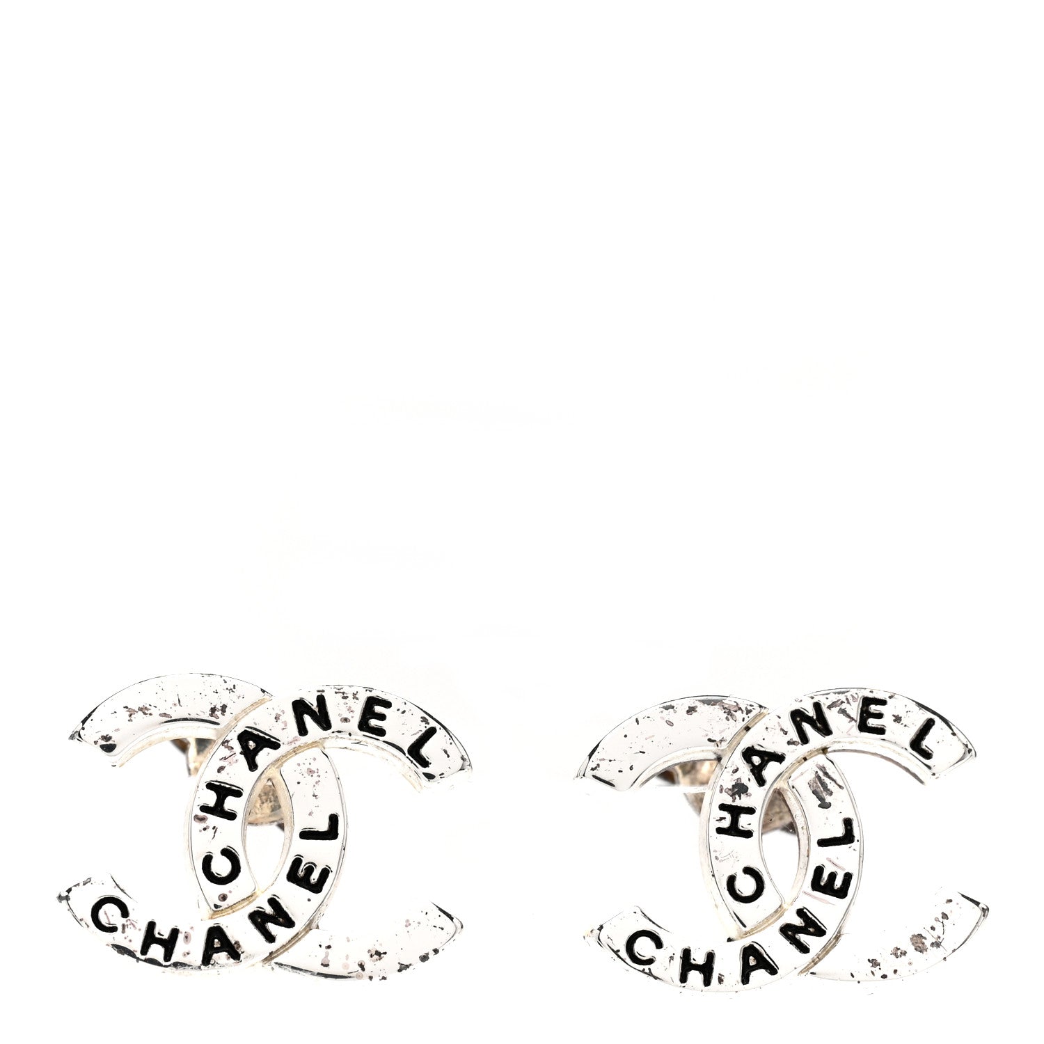 Chanel CC Logo Earrings Silver 1 of 4