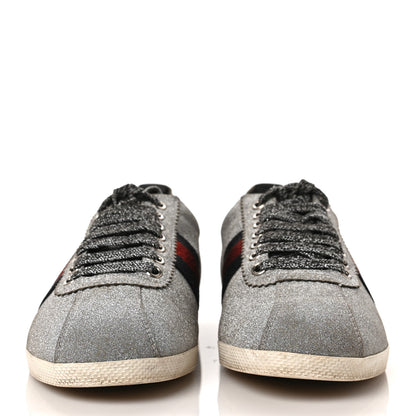 Gucci Glitter Fabric Studded Web Womens Sneakers 38.5 Silver 2 of 8
