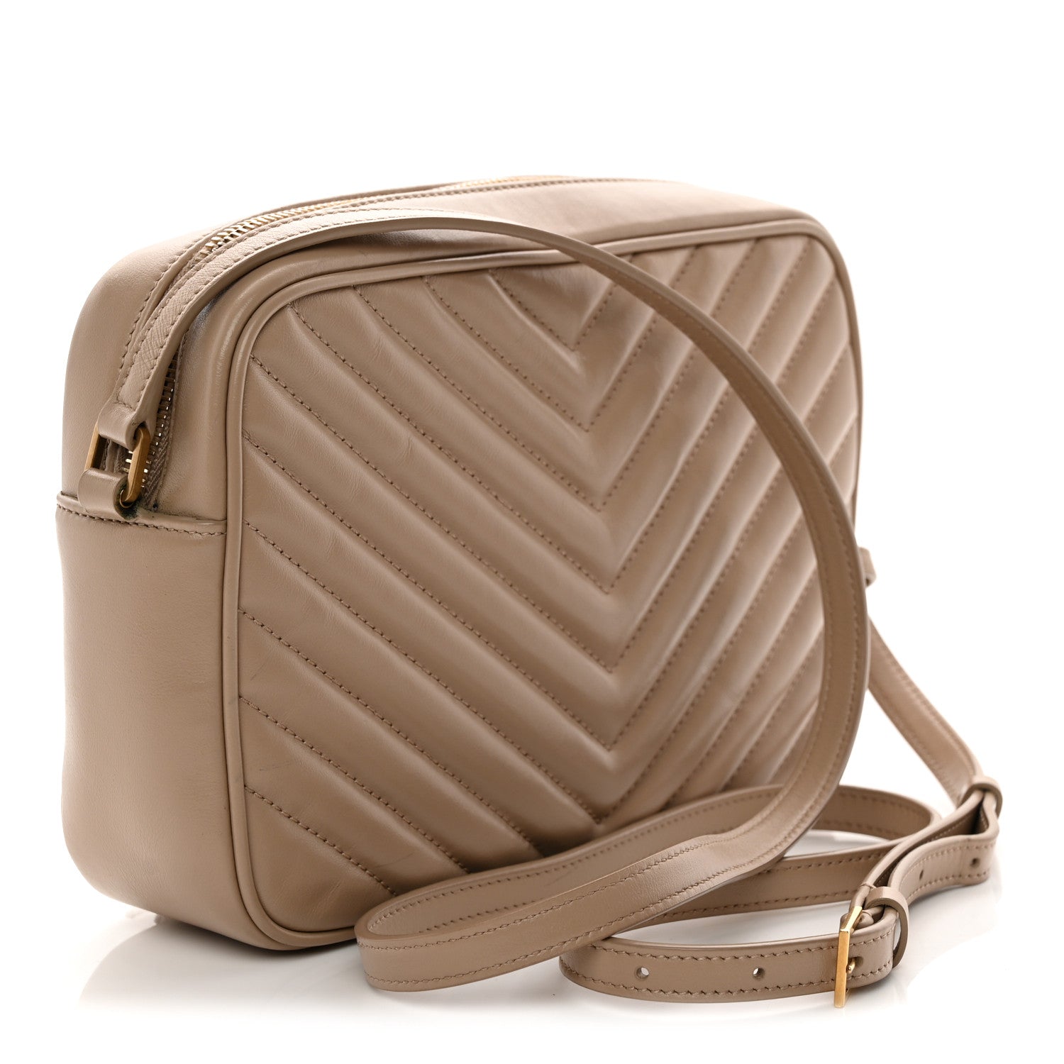 Saint Laurent Calfskin Matelasse Monogram Lou Camera Bag Dark Latte 3 of 12