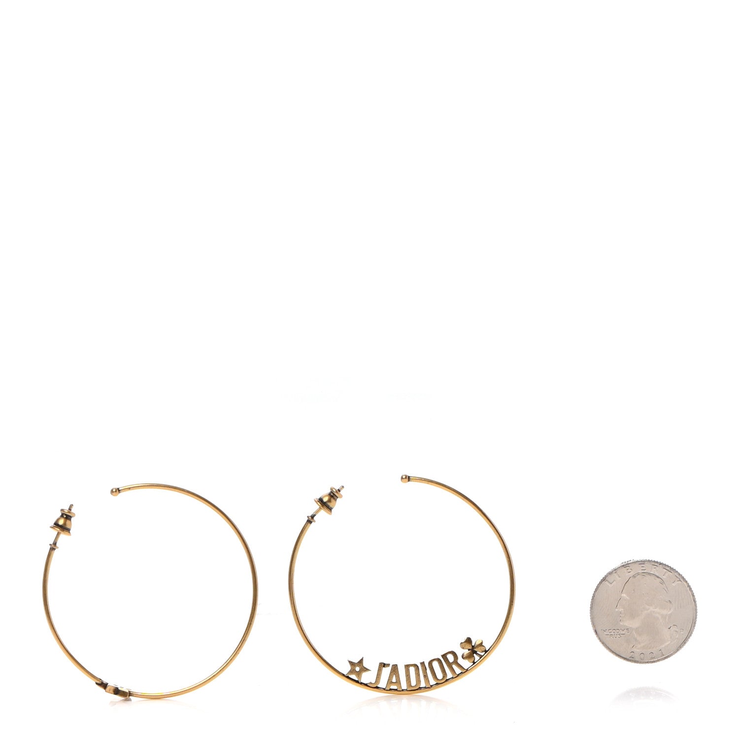 Christian Dior Metal J'Adior Hoop Earrings Aged Gold 2 of 4