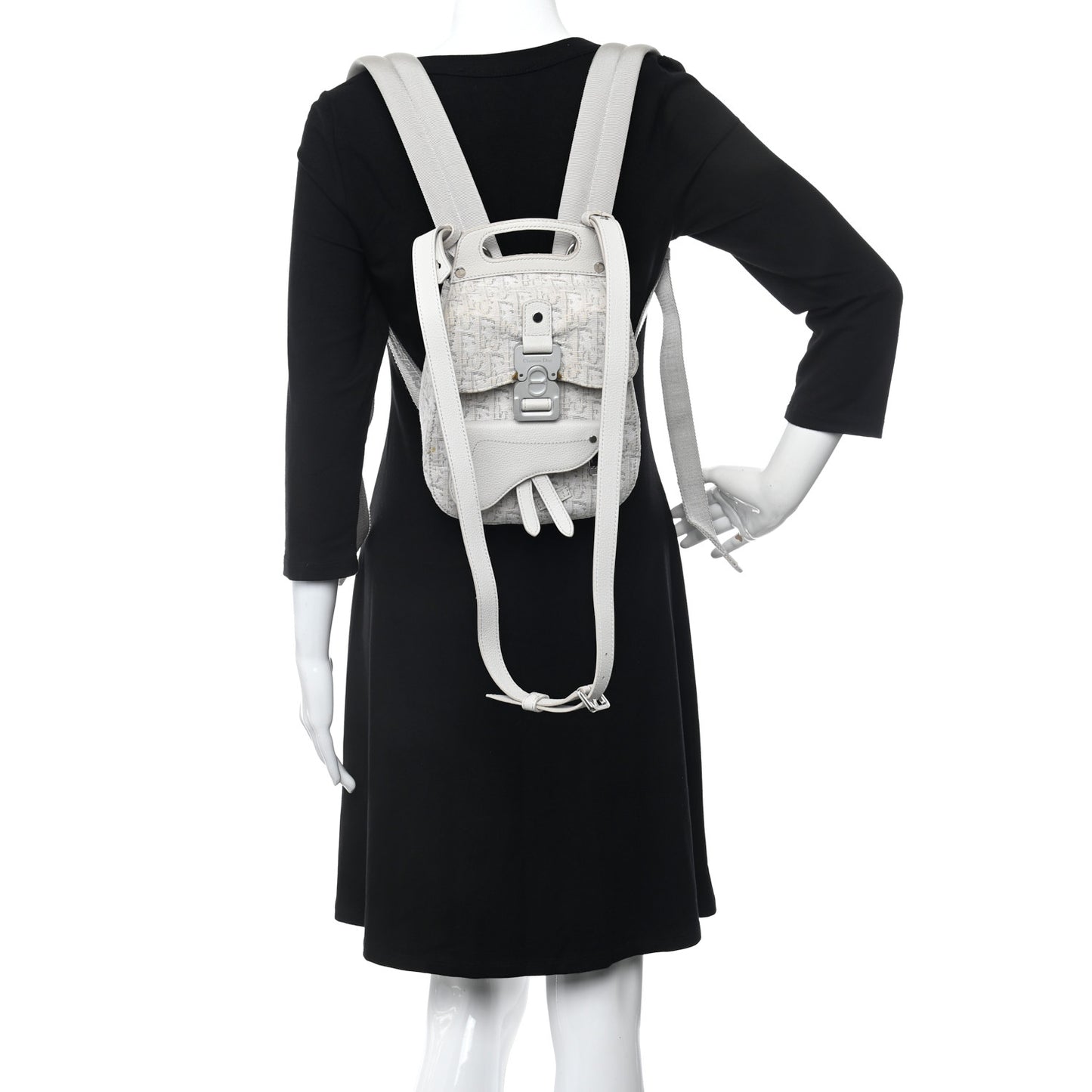 HOMME Oblique Jacquard Calfskin Mini Saddle Backpack Beige