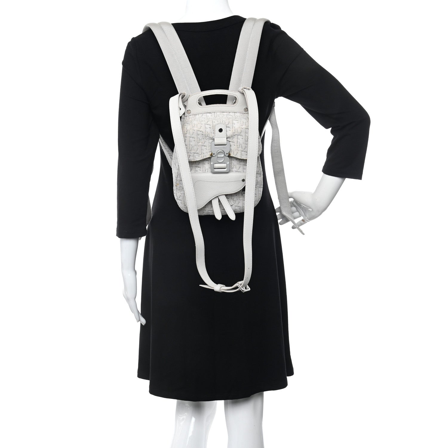 Christian Dior HOMME Oblique Jacquard Calfskin Mini Saddle Backpack Beige 3 of 10