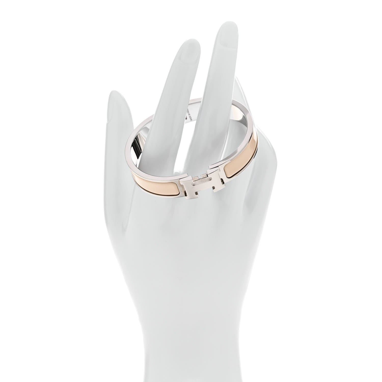 Hermes Enamel Narrow Clic Clac H Bracelet PM Beige Nacre 2 of 5