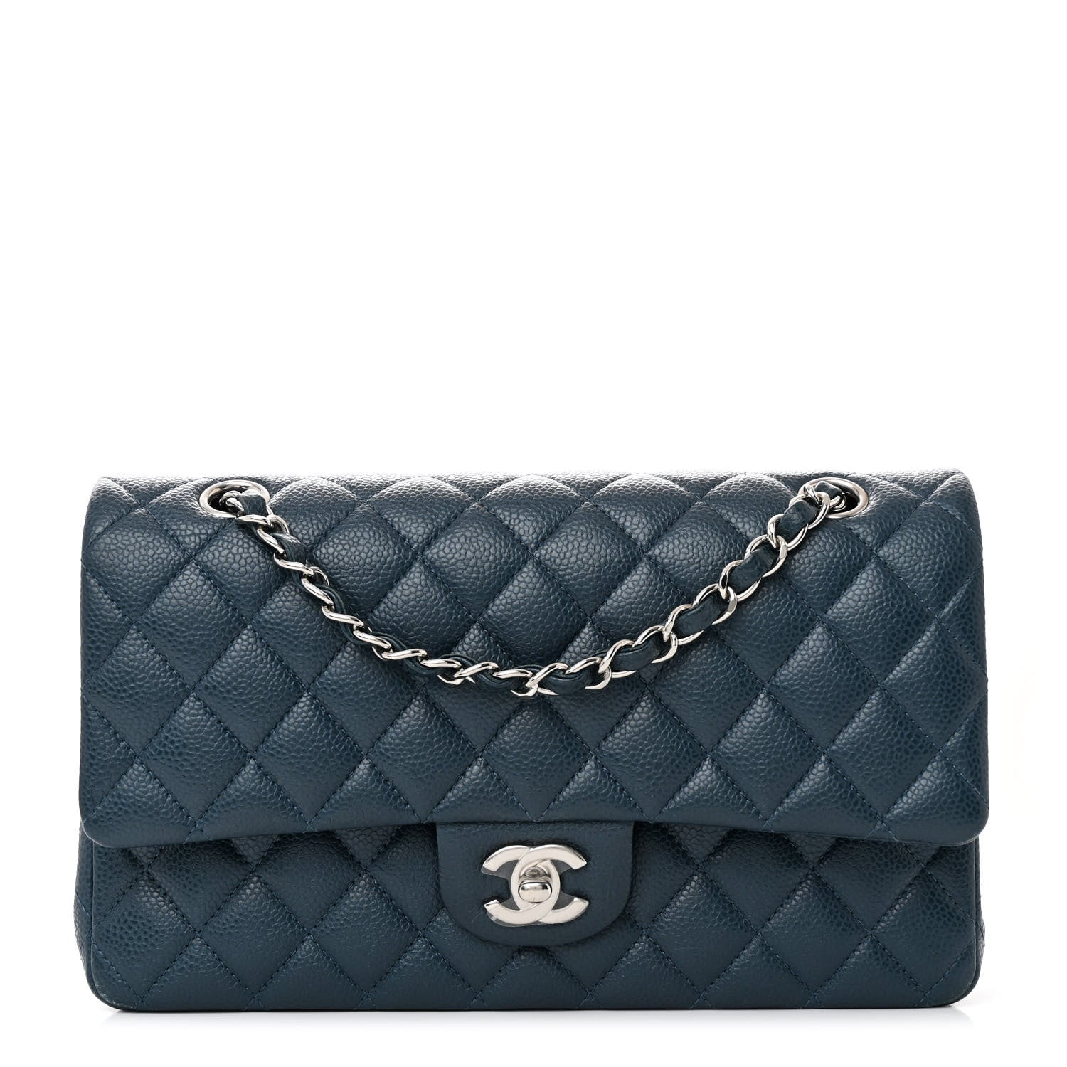Chanel Pearly Caviar Quilted Medium Double Flap Blue 1 of 12