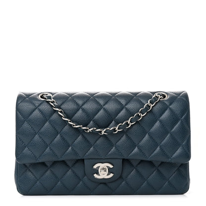 Chanel Pearly Caviar Quilted Medium Double Flap Blue 1 of 12