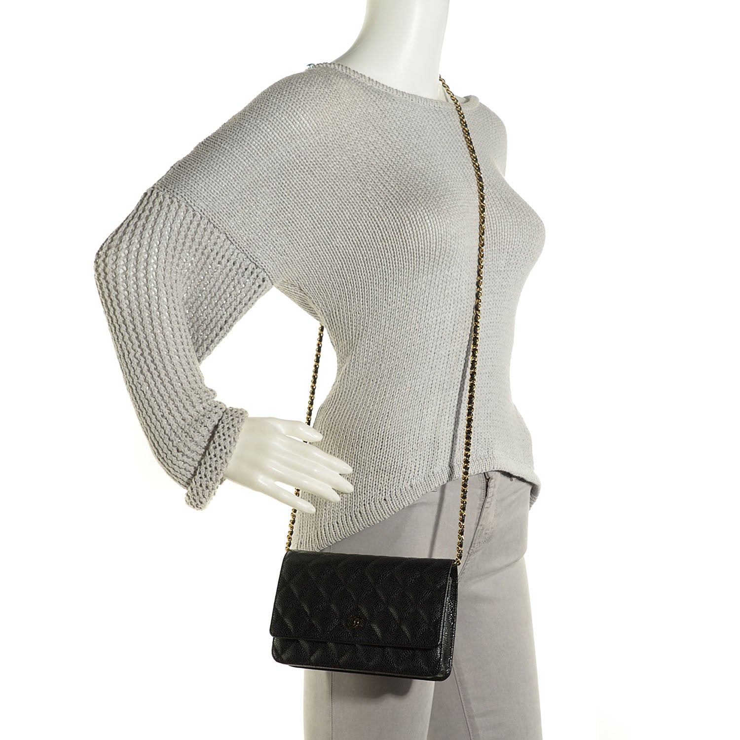 Chanel Caviar Quilted Wallet On Chain WOC Black 2 of 9