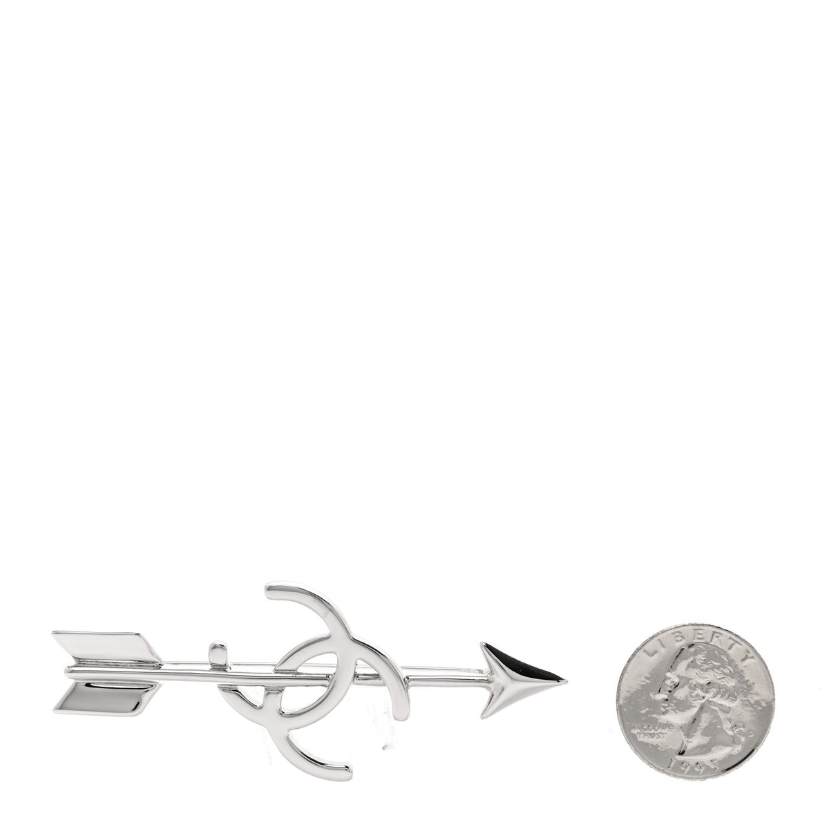 Chanel Metal CC Arrow Brooch Pin Silver 2 of 5