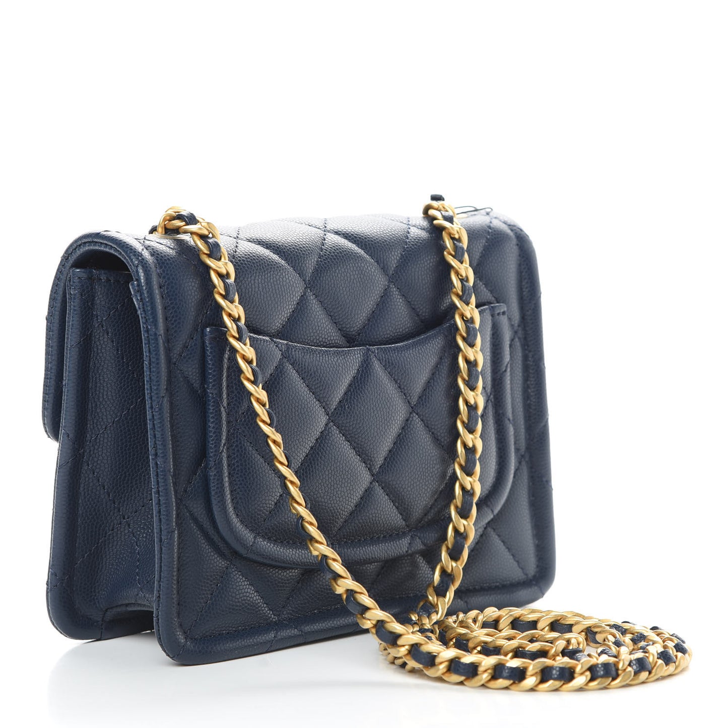 Caviar Quilted Mini Sweet Classic Flap Navy Blue