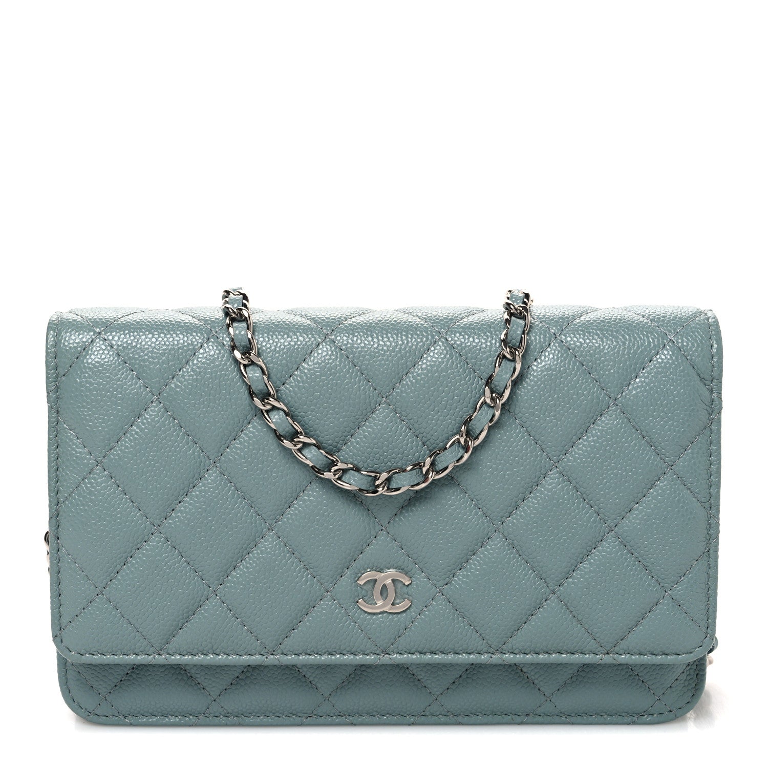 Chanel Caviar Quilted Wallet on Chain WOC Blue 1 of 12