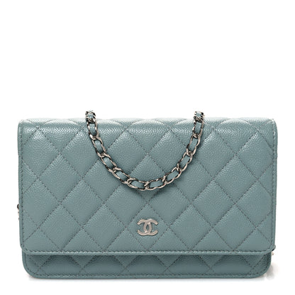 Chanel Caviar Quilted Wallet on Chain WOC Blue 1 of 12
