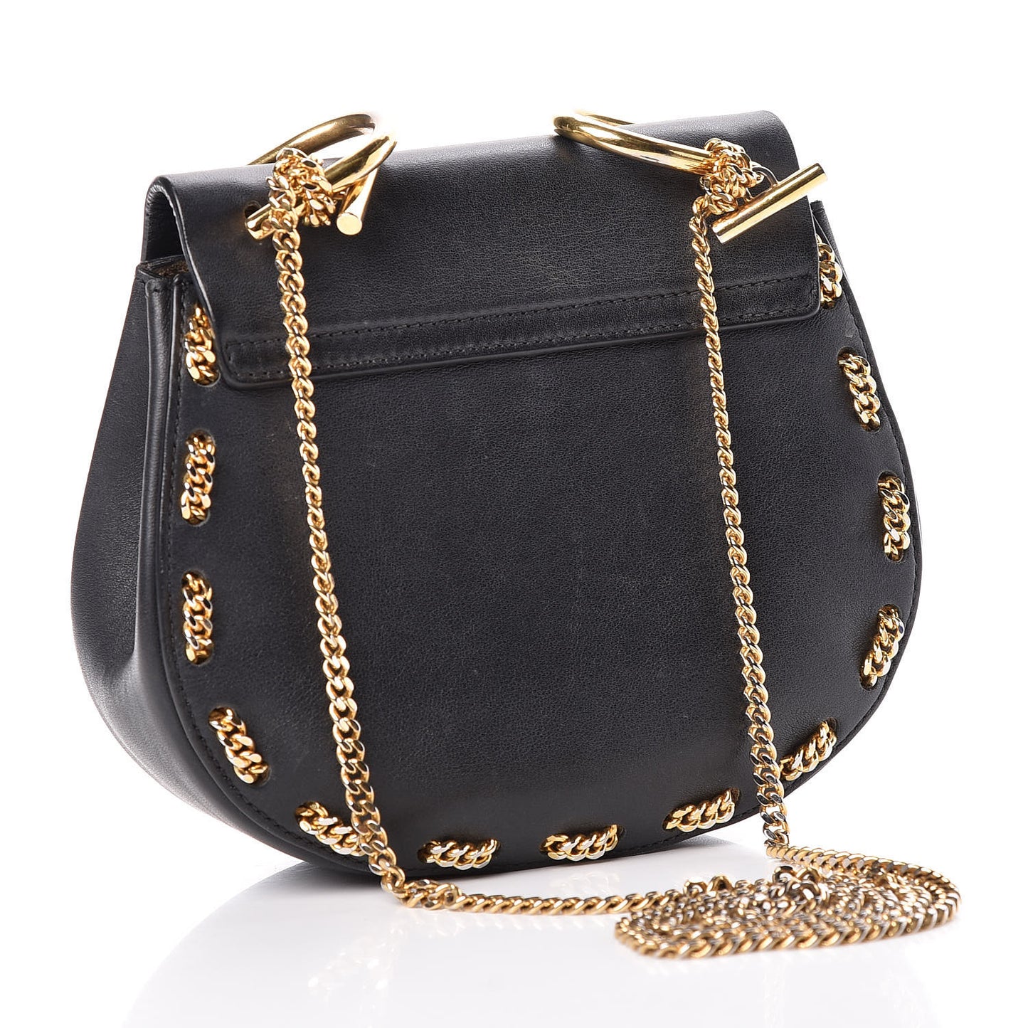 Calfskin Mini Drew Chain Shoulder Bag Black