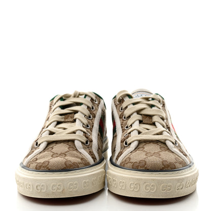 Gucci GG Monogram Web Womens 1977 Tennis Sneakers 37.5 Beige Ebony Mystic White 2 of 8