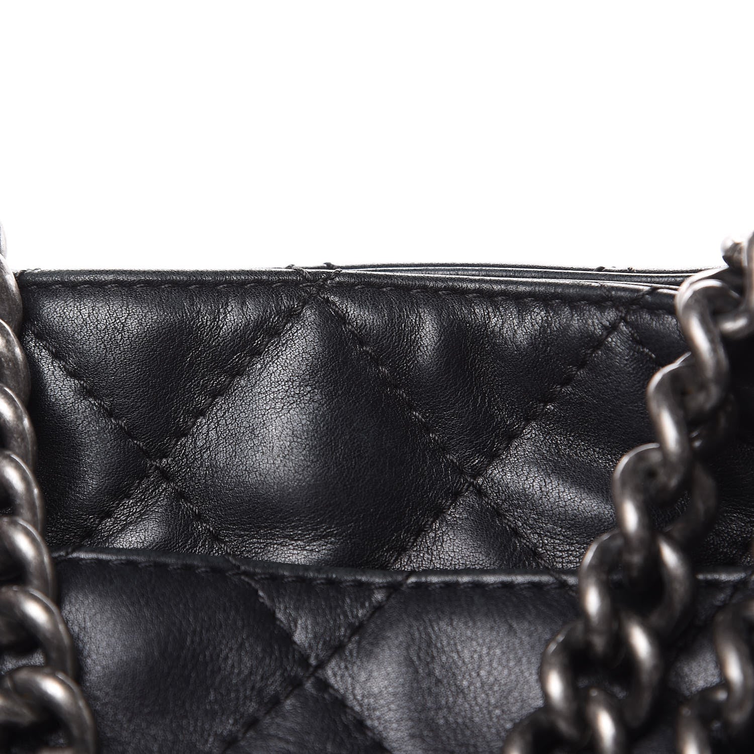 Chanel Calfskin Quilted Small Shopping In Chains Tote Black 12 of 15