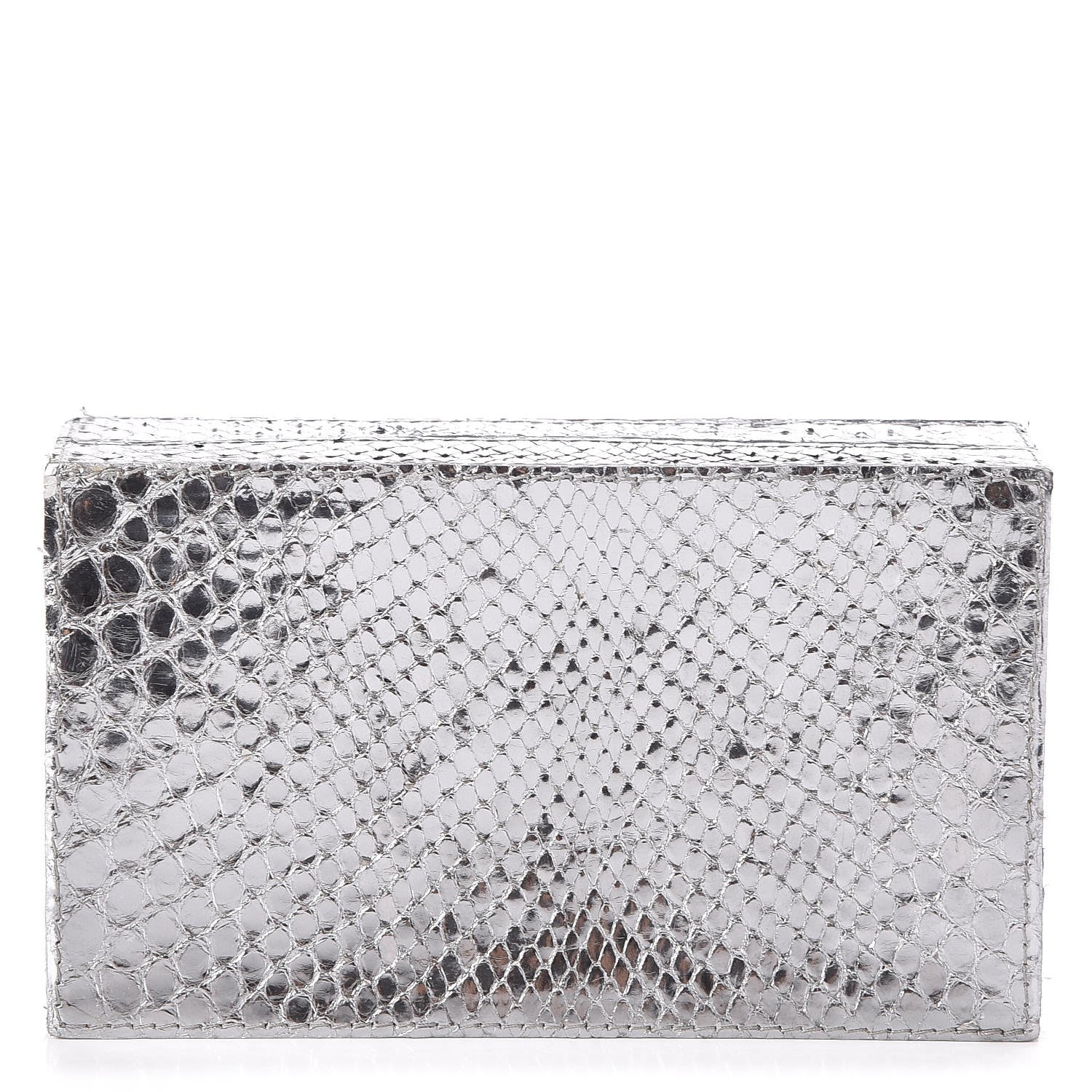 Nancy Gonzalez Metallic Python Box Clutch Silver 1 of 5