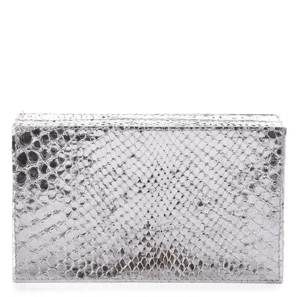 Nancy Gonzalez Metallic Python Box Clutch Silver 1 of 5