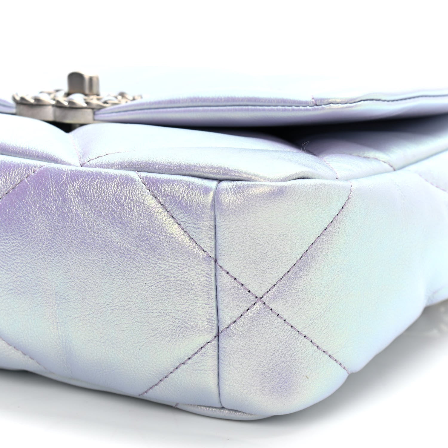 Chanel Iridescent Calfskin Quilted Medium Chanel 19 Flap Light Purple Blue 10 of 10