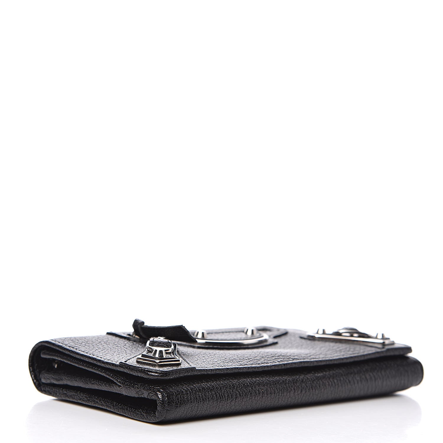 Balenciaga Chevre Silver Metallic Edge Hardware Money Wallet Black 4 of 7