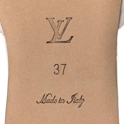 Louis Vuitton Lambskin Embossed Monogram Revival Flat Mules 37 White 7 of 8