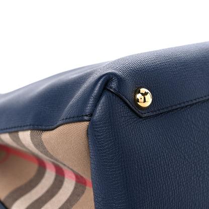 Burberry Derby Calfskin House Check Medium Banner Tote Ink Blue 8 of 15