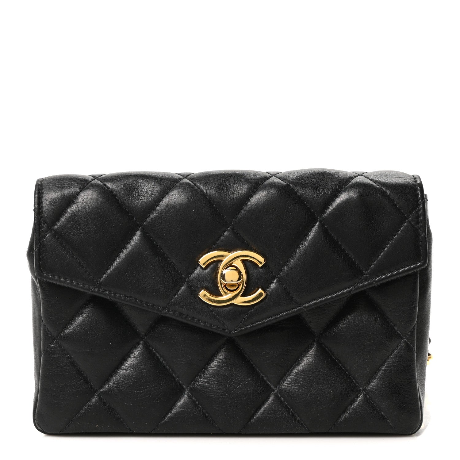 Chanel Lambskin Quilted Flap Waist Belt Bag 75 30 Black 1 of 9