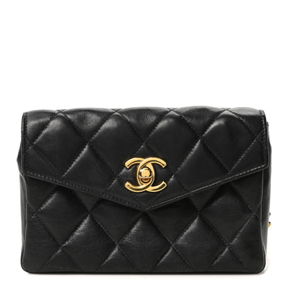 Chanel Lambskin Quilted Flap Waist Belt Bag 75 30 Black 1 of 9