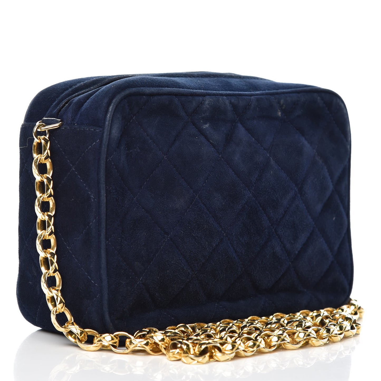 Suede Quilted CC Tassel Camera Case Navy
