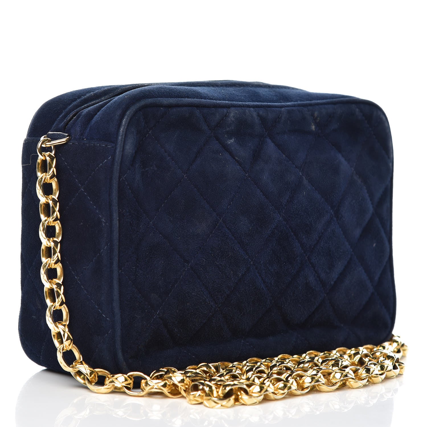 Chanel Suede Quilted CC Tassel Camera Case Navy 3 of 10