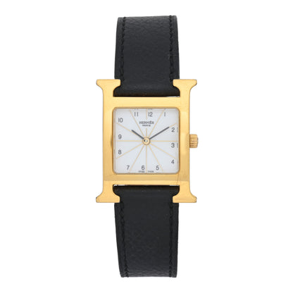 Hermes Stainless Steel Epsom 21mm Heure H Hour Quartz Watch Noir 1 of 5