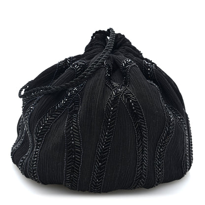 Saint Laurent Chiffon Silk Crepe Beaded Pochon Broderie Bag Black 2 of 16