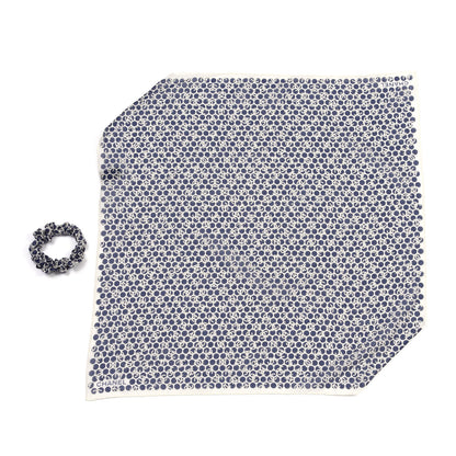 Chanel Silk CC Scrunchie and Scarf Hair Tie Set Ecru Bleu 1 of 4