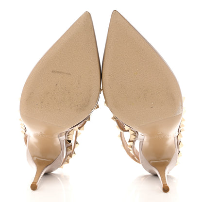Valentino Garavani Patent Nappa Rockstud Ankle Strap 100mm Pumps 36 Poudre 5 of 8