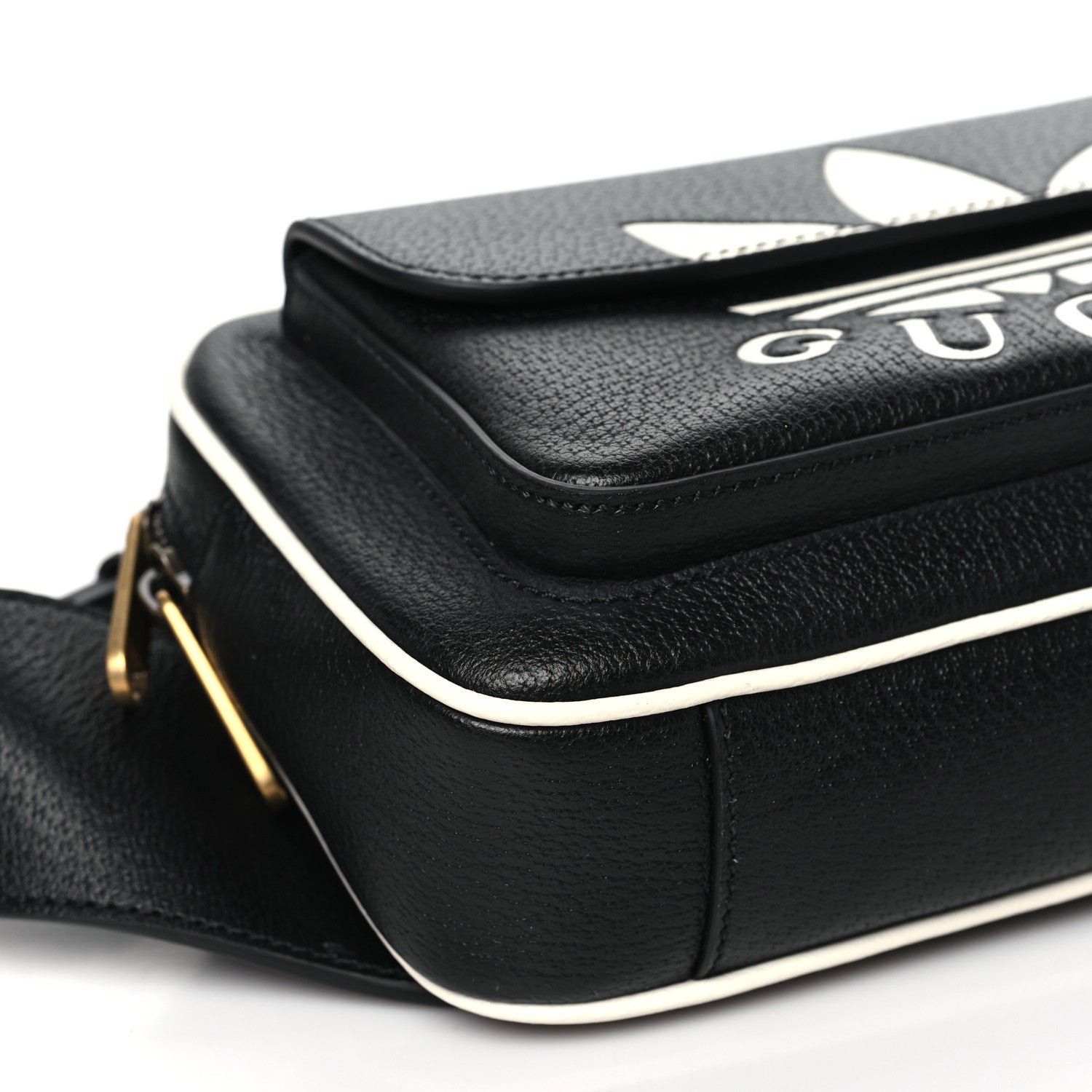 Gucci X ADIDAS Textured Dollar Calfskin Belt Bag Black 9 of 10