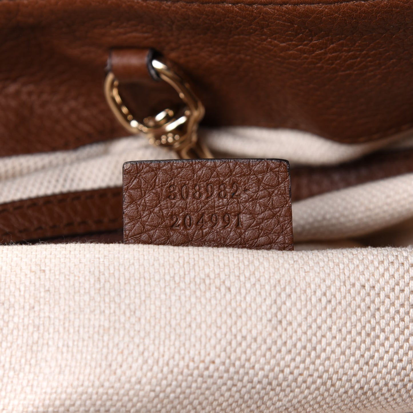 Denim Pebbled Calfskin Medium Soho Chain Shoulder Bag Blue Brown