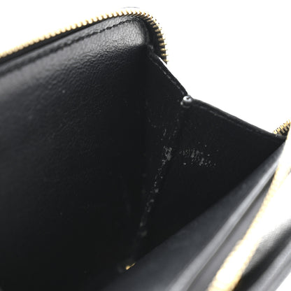 Saint Laurent Grain De Poudre Matelasse Chevron Monogram Compact Zip Around Wallet Black 8 of 9
