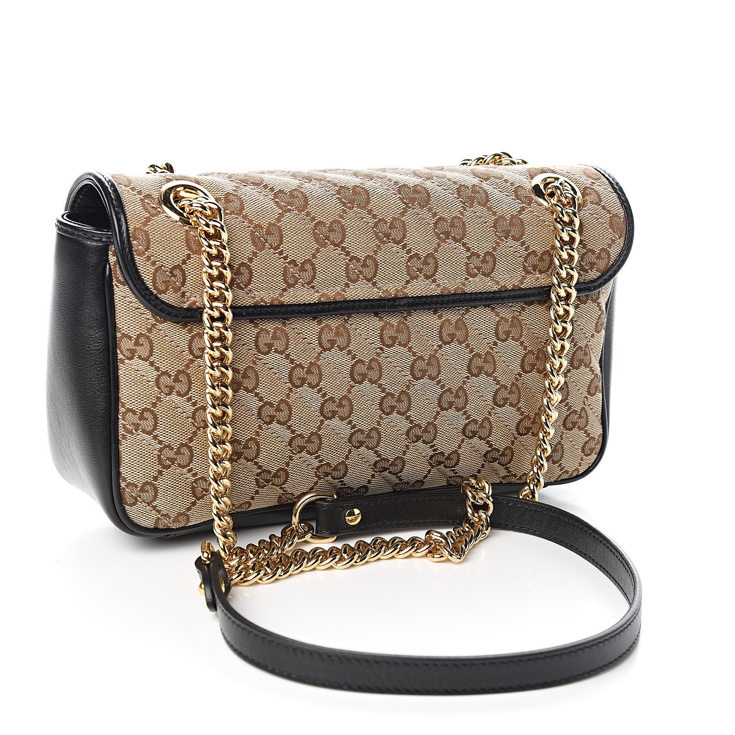 Gucci Monogram Matelasse Diagonal Small GG Marmont Shoulder Bag Beige Black 2 of 10