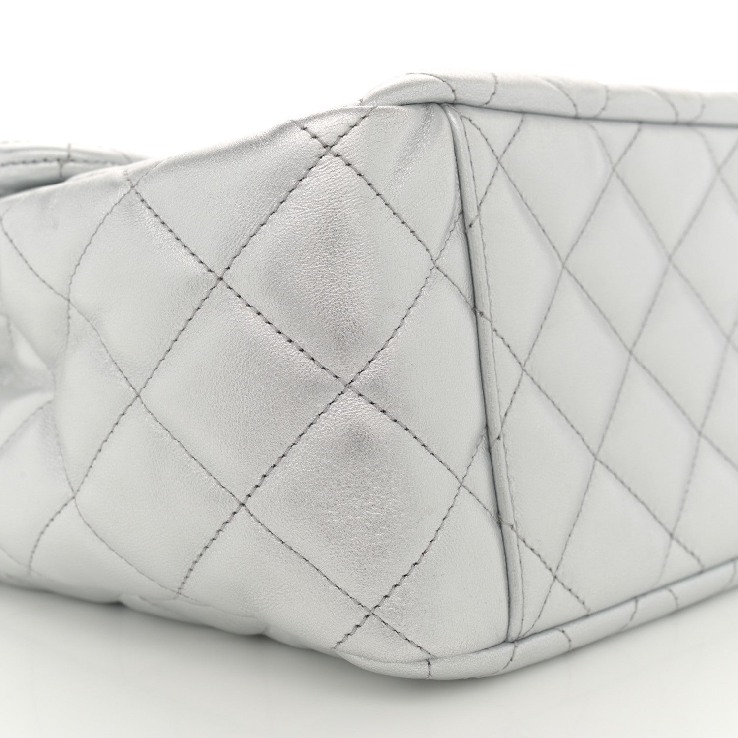 Chanel Metallic Lambskin Quilted XXL Travel Flap Bag Silver 9 of 11