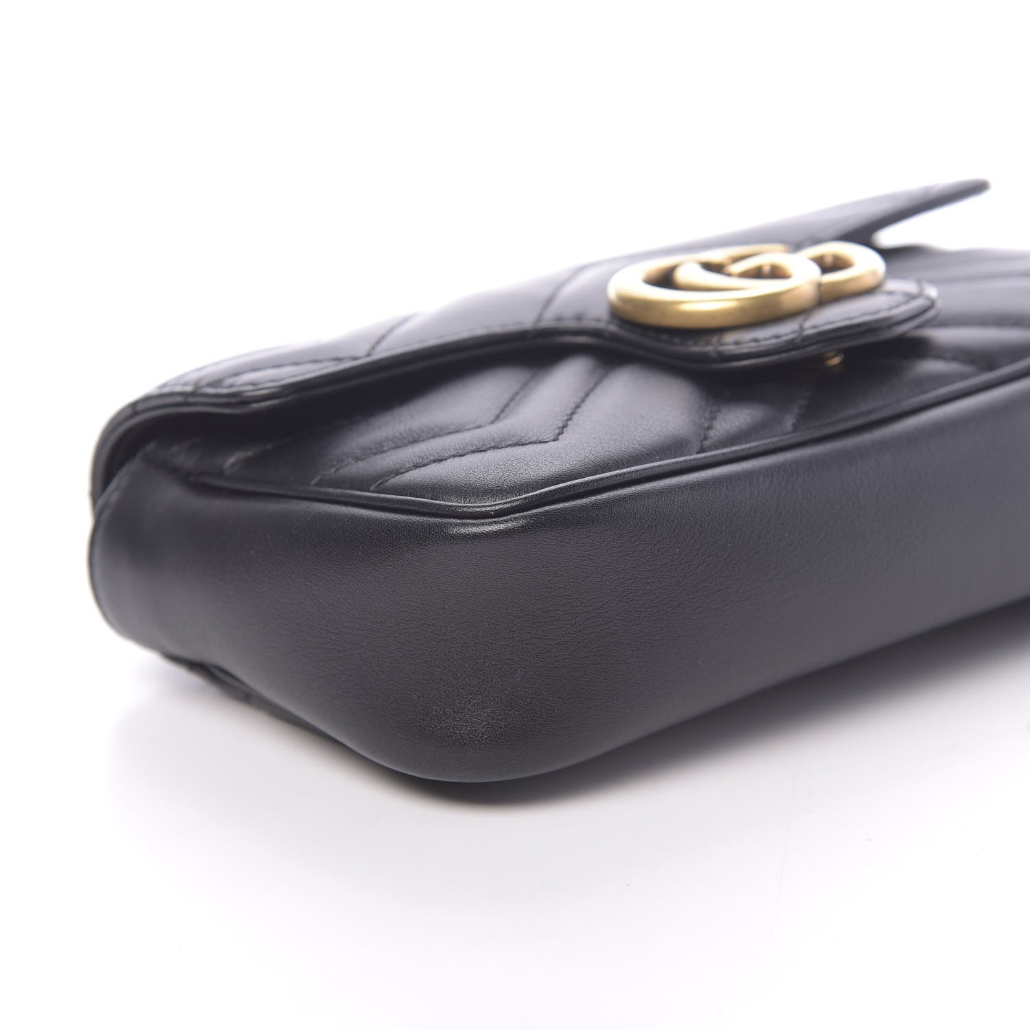 Gucci Calfskin Matelasse Super Mini GG Marmont Shoulder Bag Black 8 of 11